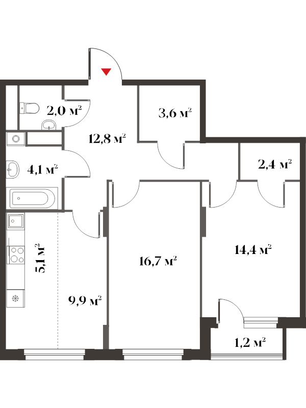 3 ккв (Евро) 71,5 м²