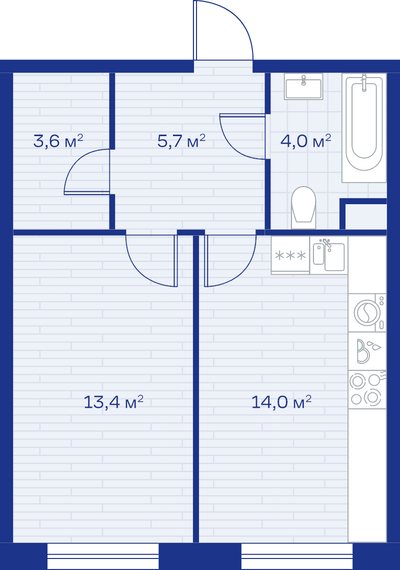 1 ккв 40,7 м²