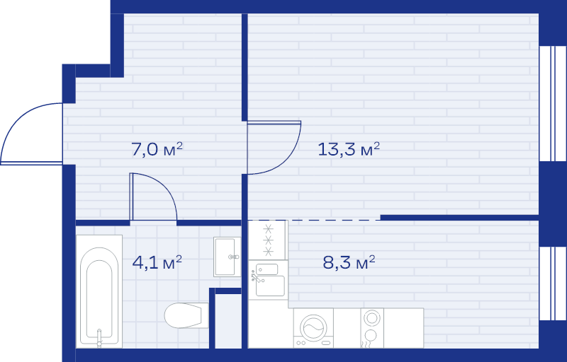 Студия 32,7 м²
