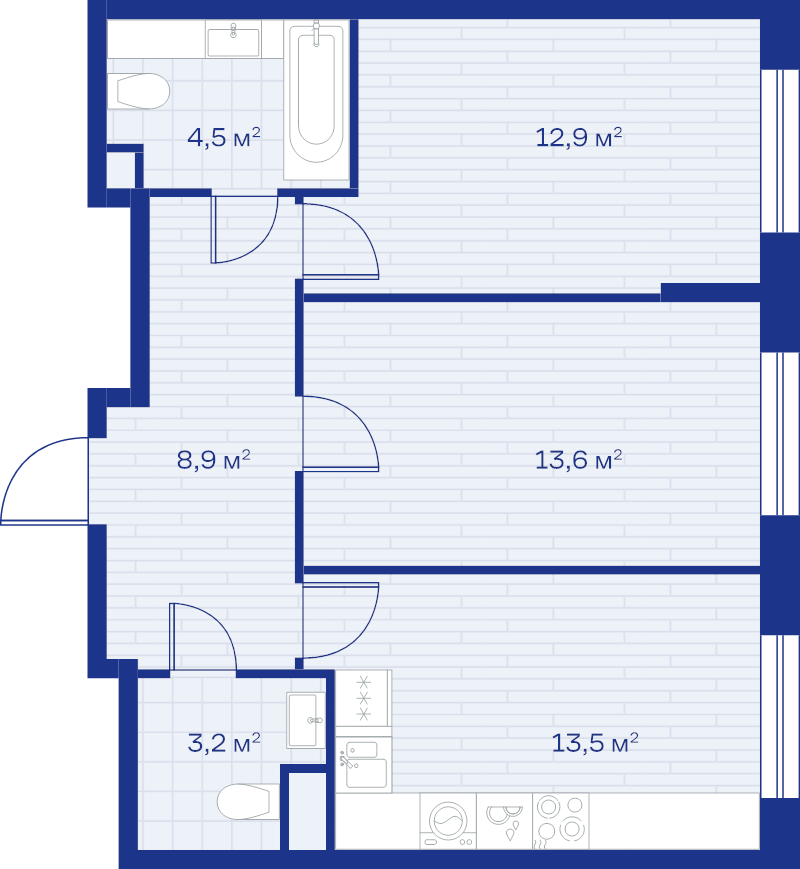 2 ккв 56,6 м²