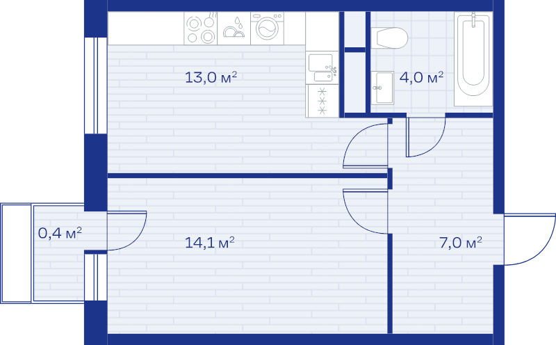 1 ккв 38,5 м²
