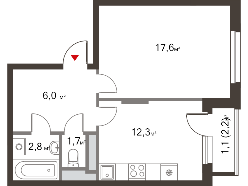 1 ккв 41,7 м²