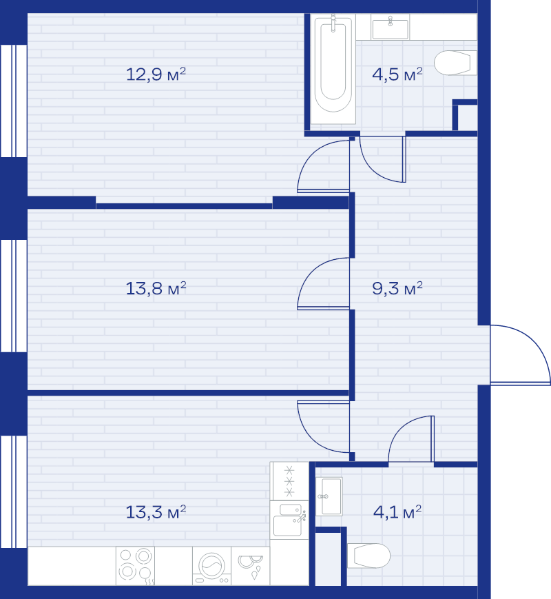 2 ккв 57,9 м²