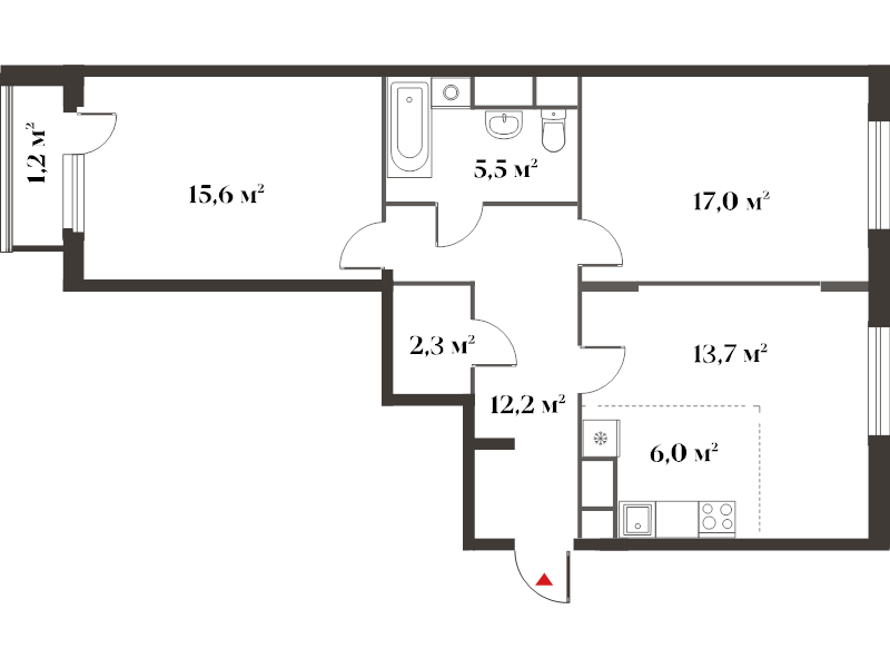 3 ккв (Евро) 73,4 м²