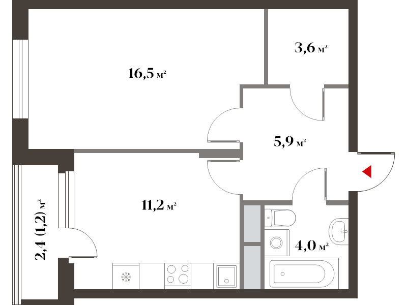 1 ккв 42,4 м²