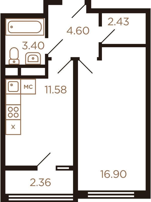 1 ккв 41,3 м²