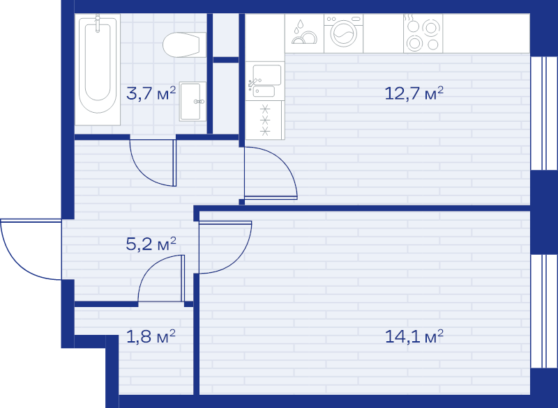 1 ккв 37,5 м²