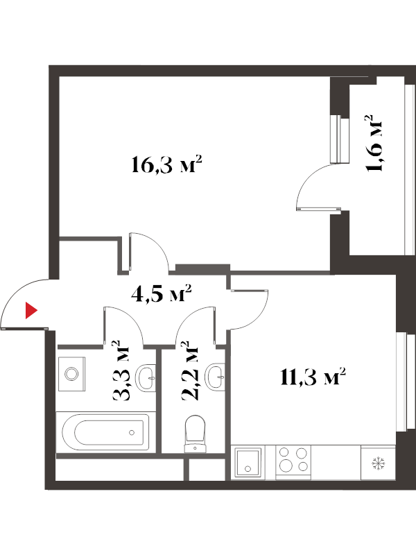 1 ккв 39,6 м²