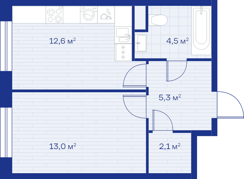 1 ккв 37,5 м²