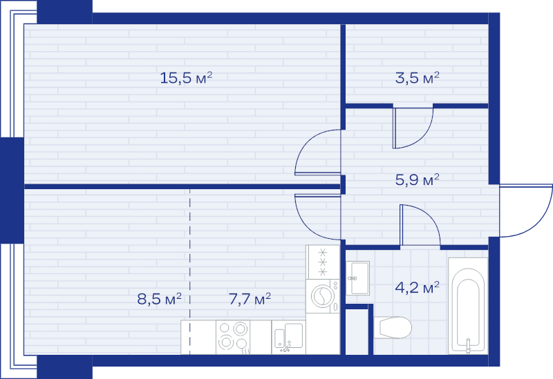2 ккв (Евро) 45,3 м²