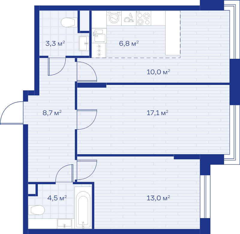 3 ккв (Евро) 63,4 м²
