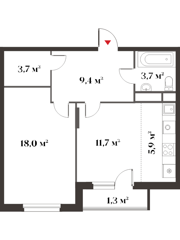2 ккв (Евро) 53,7 м²