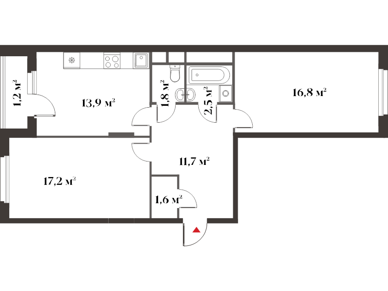 2 ккв 66,5 м²
