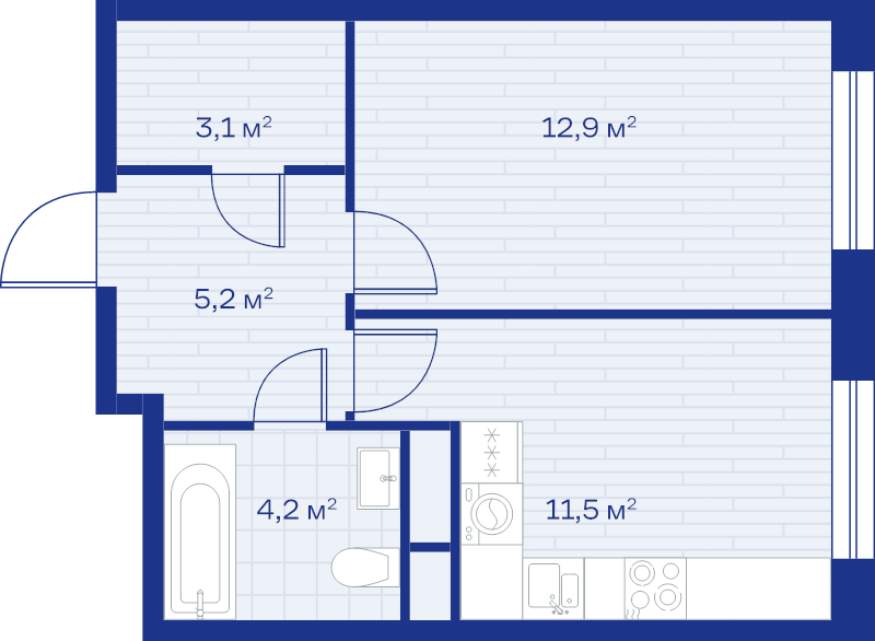 1 ккв 36,9 м²