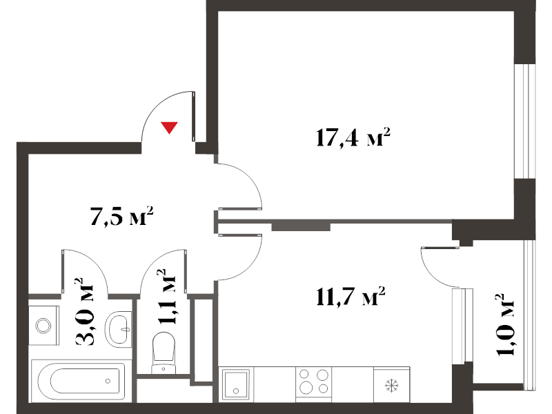 1 ккв 41,7 м²
