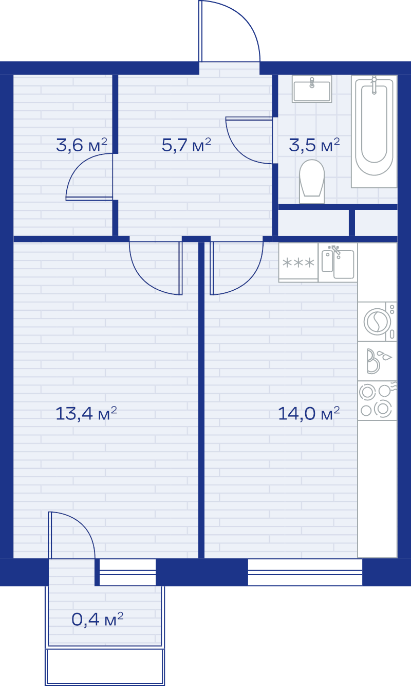 1 ккв 40,6 м²
