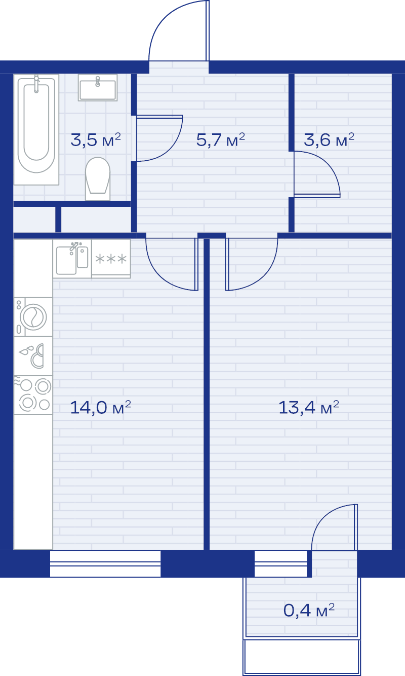 1 ккв 40,6 м²