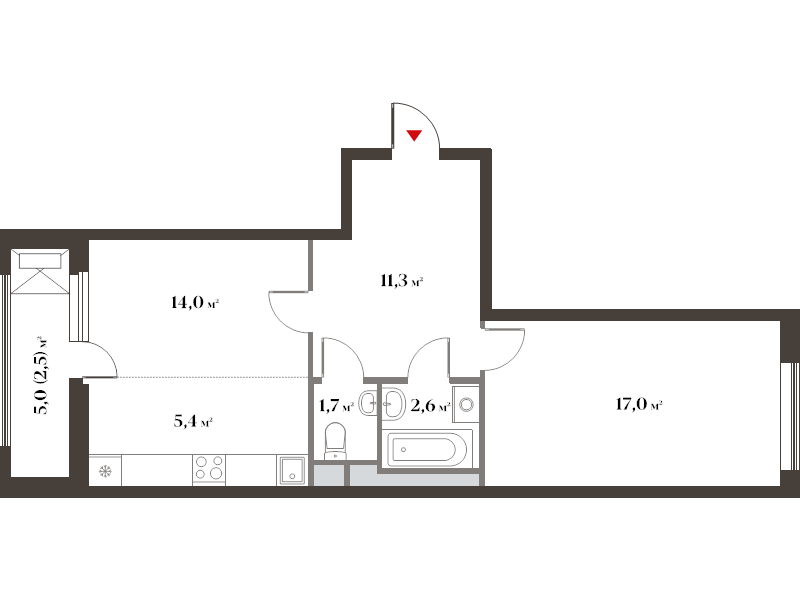 2 ккв (Евро) 54,5 м²