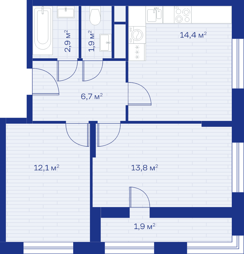 2 ккв 53,7 м²