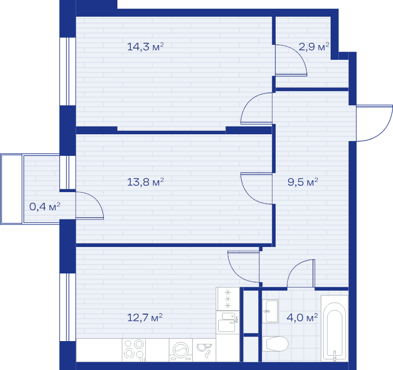 2 ккв 57,6 м²