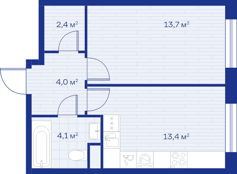 1 ккв 37,6 м²