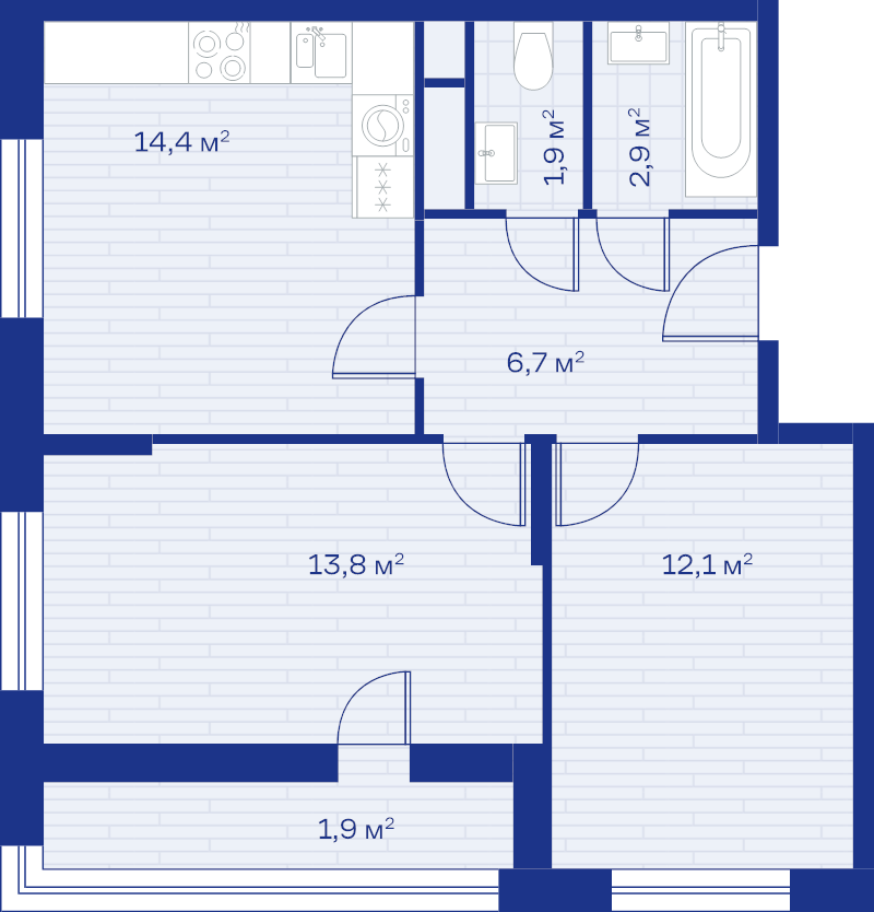 2 ккв 53,7 м²