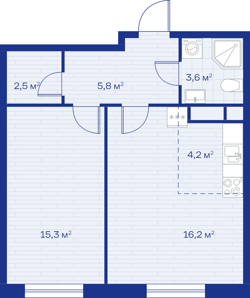 2 ккв (Евро) 47,6 м²