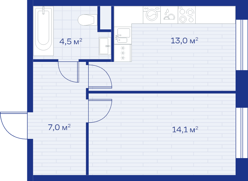 1 ккв 38,6 м²