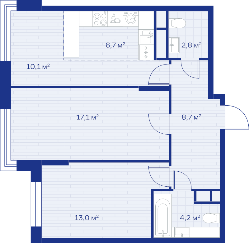 3 ккв (Евро) 62,6 м²