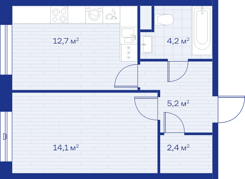 1 ккв 38,6 м²