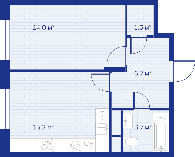 2 ккв (Евро) 41,1 м²