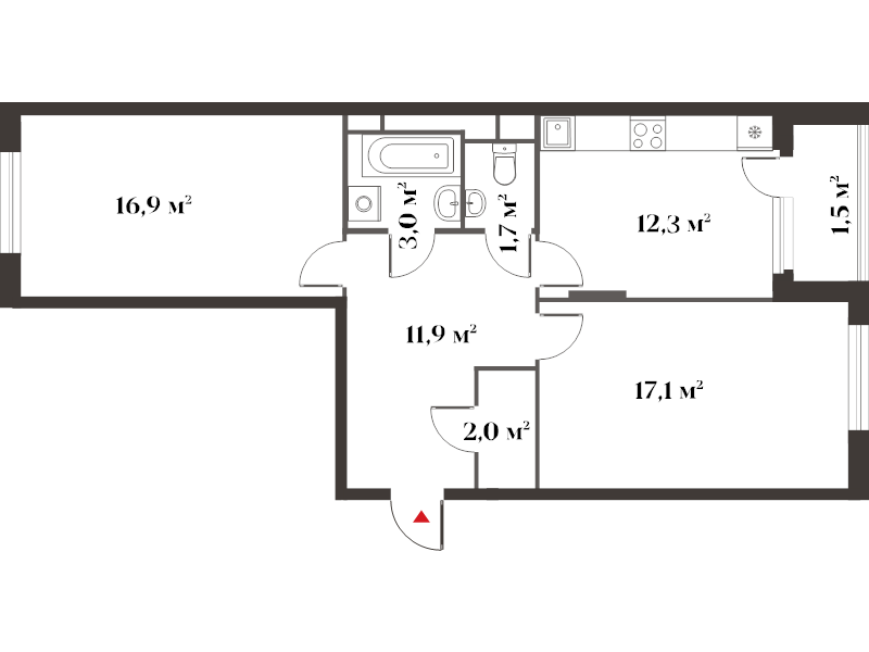 2 ккв 66,3 м²