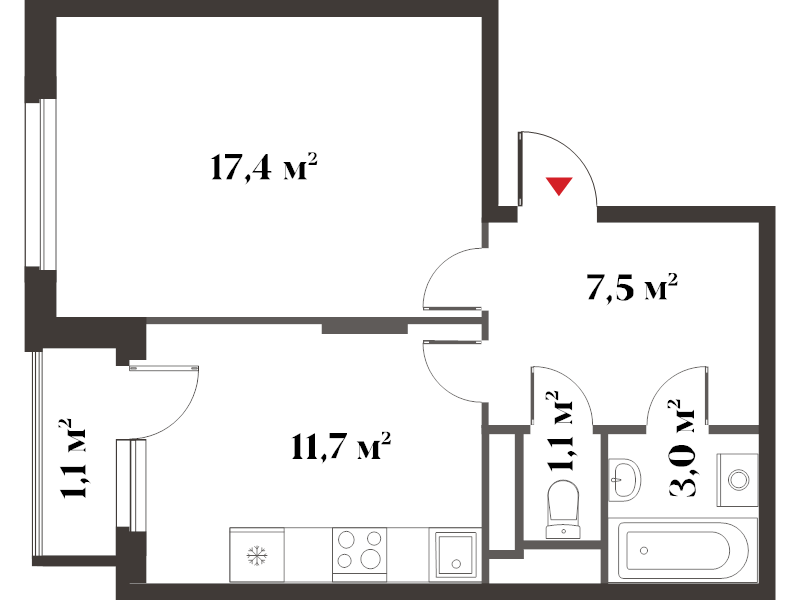 1 ккв 41,8 м²