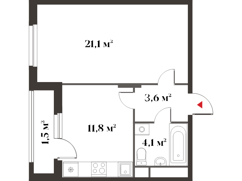 1 ккв 42,1 м²