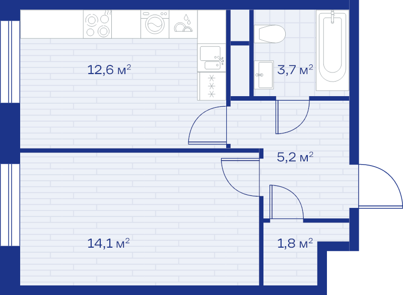 1 ккв 37,4 м²