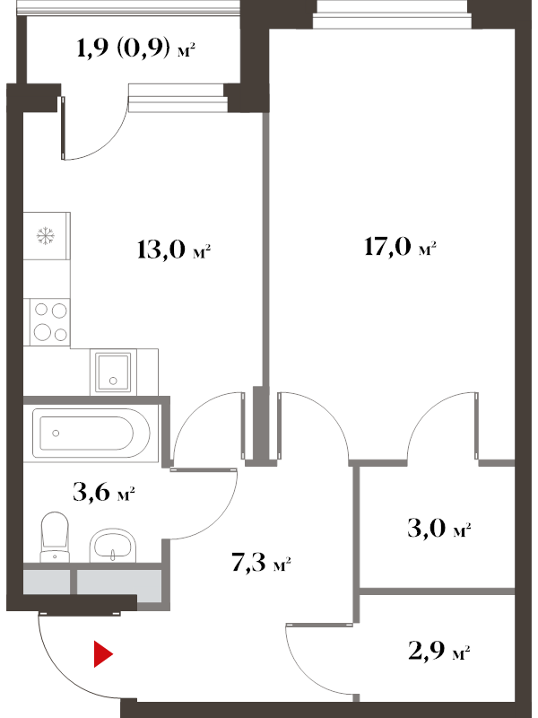 1 ккв 46,3 м²