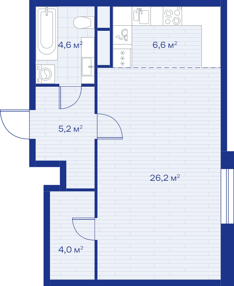 Студия 46,6 м²