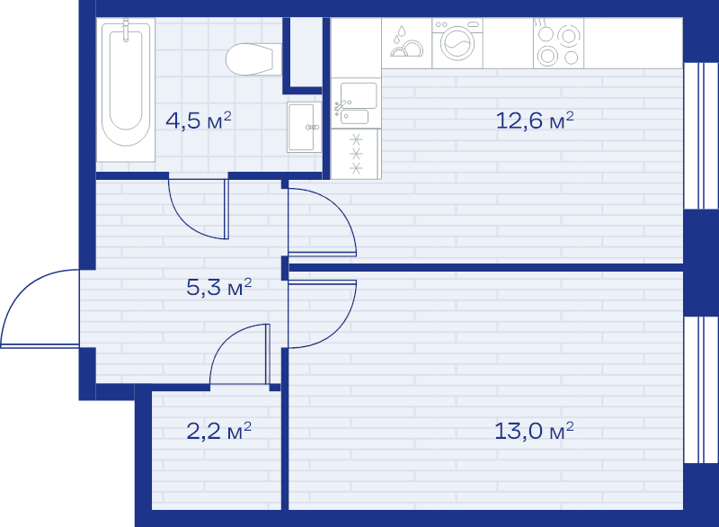 1 ккв 37,6 м²