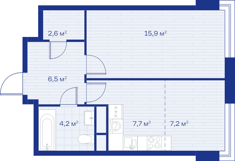 1 ккв 44,1 м²