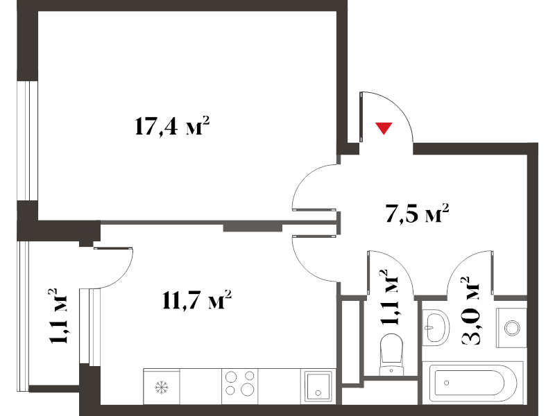 1 ккв 41,8 м²