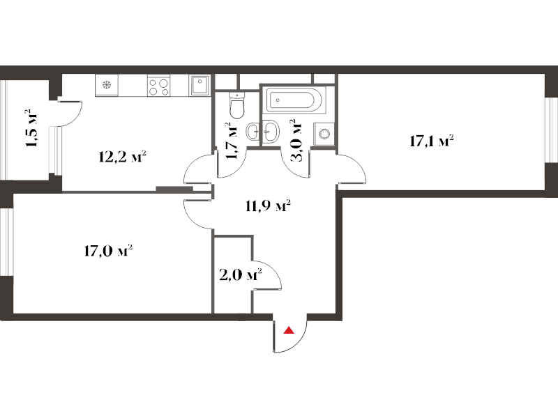2 ккв 66,4 м²