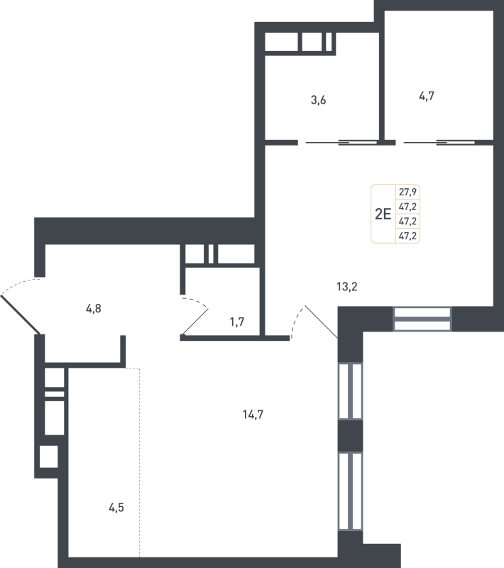 2 ккв (Евро) 48,8 м²