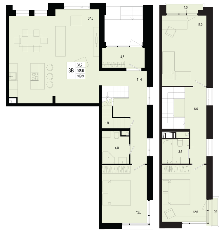 4 ккв (Евро) 108,5 м²