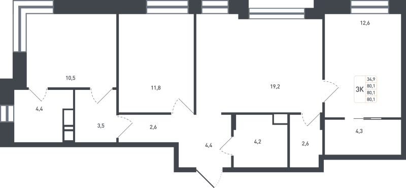 4 ккв (Евро) 84,9 м²
