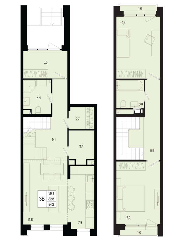 3 ккв (Евро) 82,8 м²