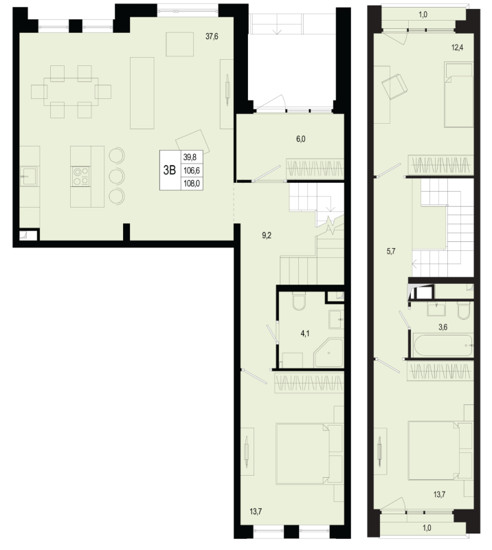 4 ккв (Евро) 106,6 м²