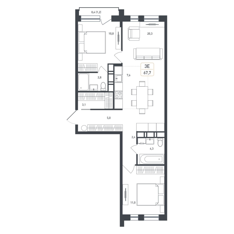 3 ккв (Евро) 67,3 м²