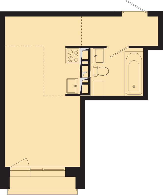 Студия 26,5 м²