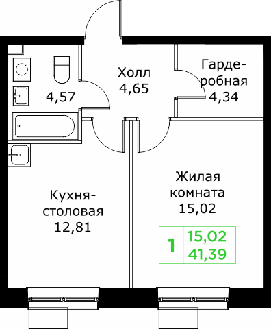 1 ккв 41,4 м²