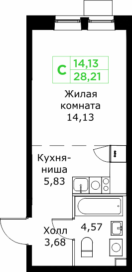 Студия 28,2 м²